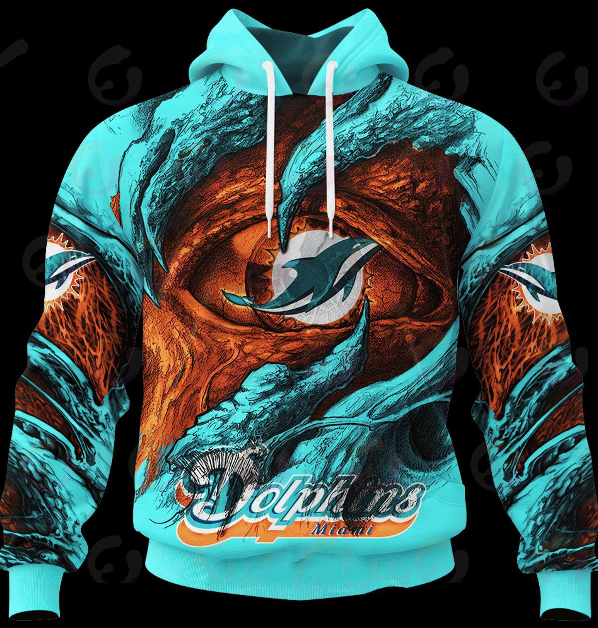 MIAMI DOLPHINS 3D HOODIE COMMANDERS DEMON EYES