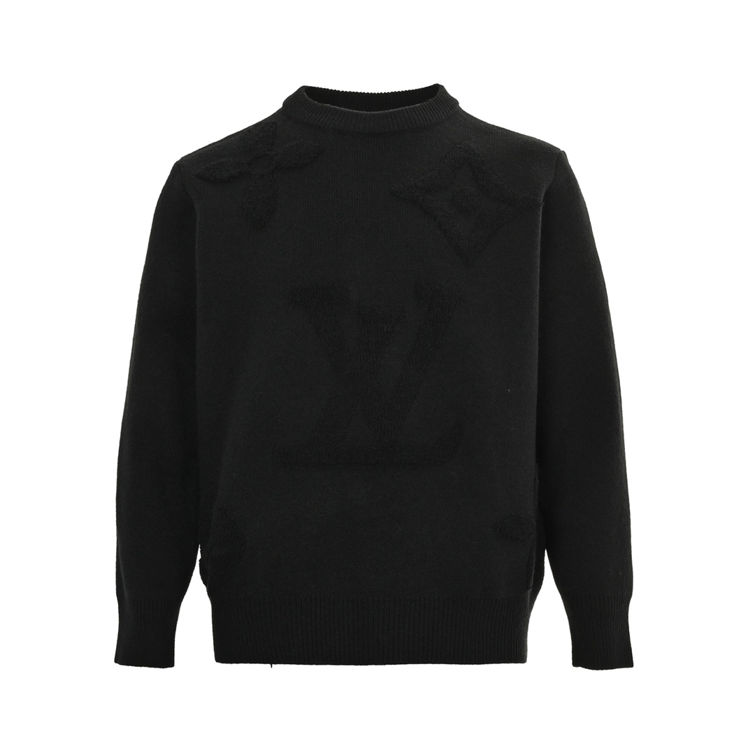 Louis Vuitton 24Fw obscure monogram four-leaf clover large logo intarsia sweater