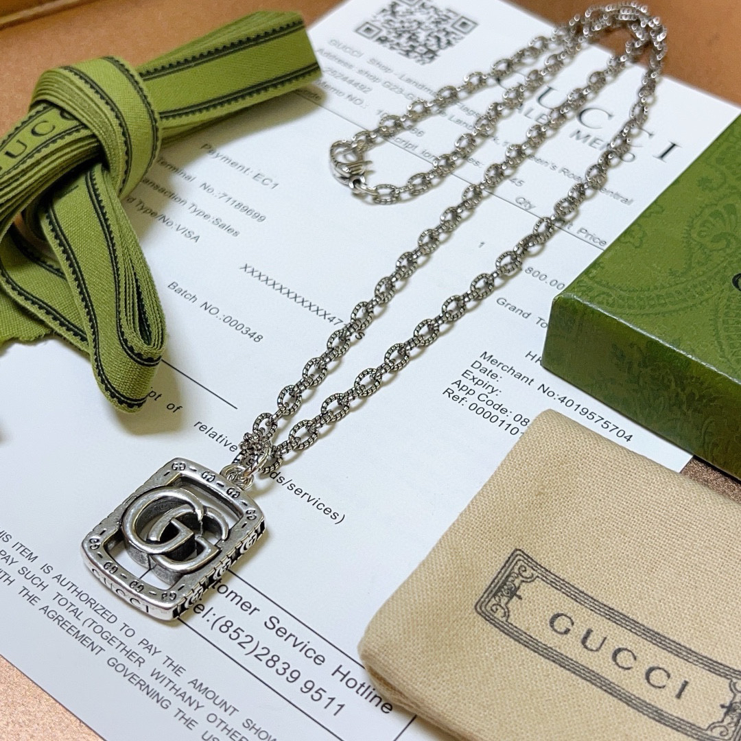 Gucci Anger Forest series new double G hollow retro necklace