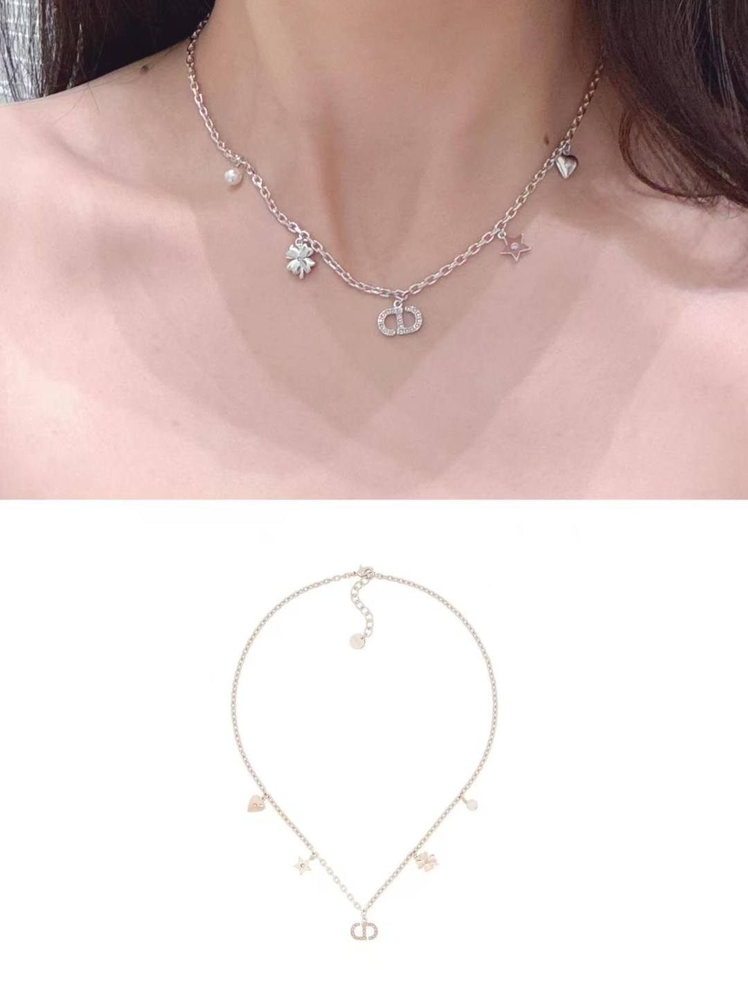 Dior diamond CD necklace