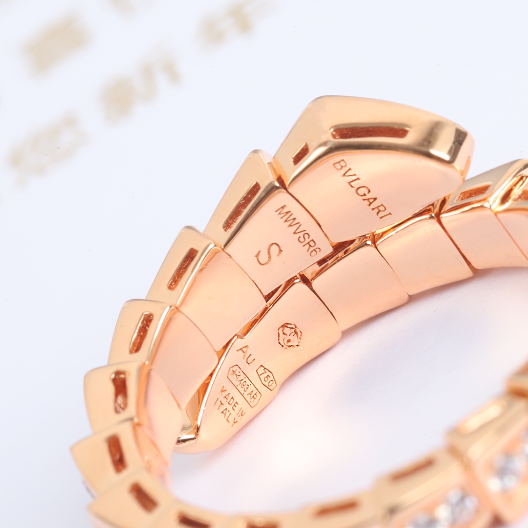 Bulgari full diamond snake bone ring
