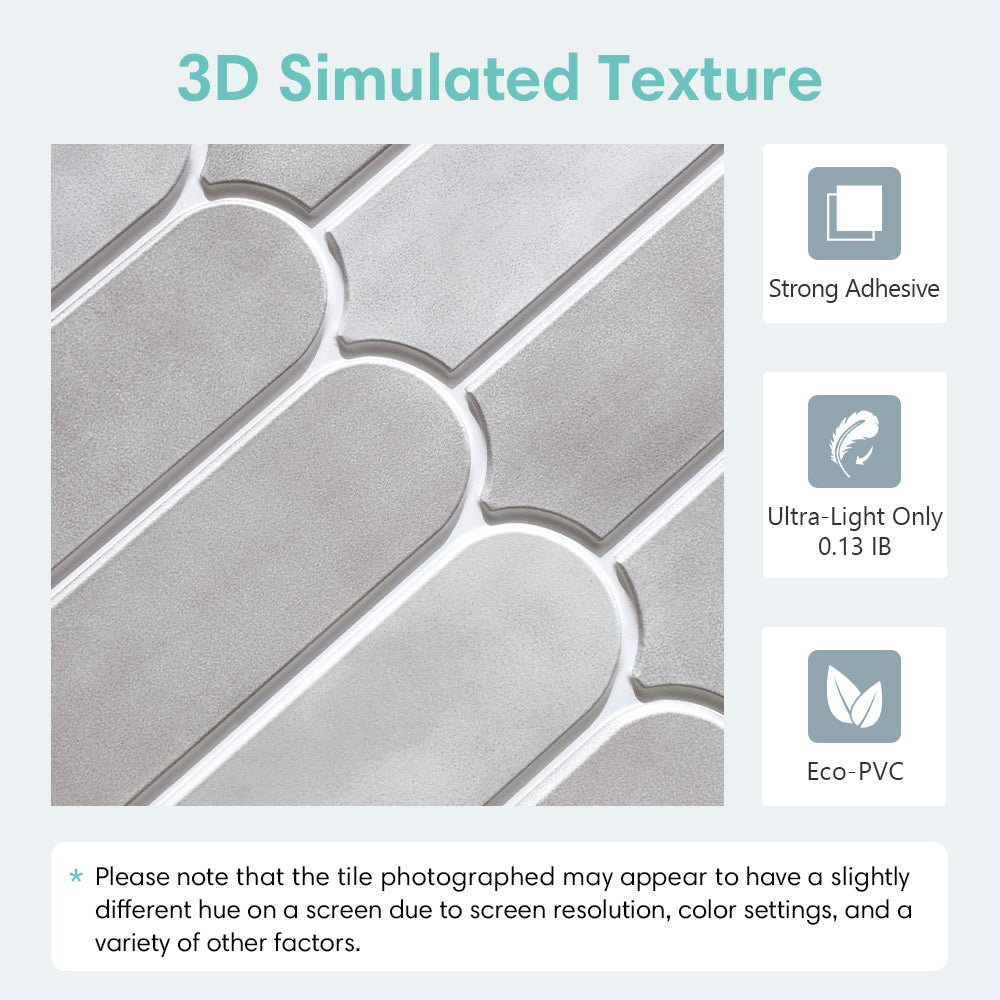 3D Gray Fish Scale Peel and Stick Wall Tile