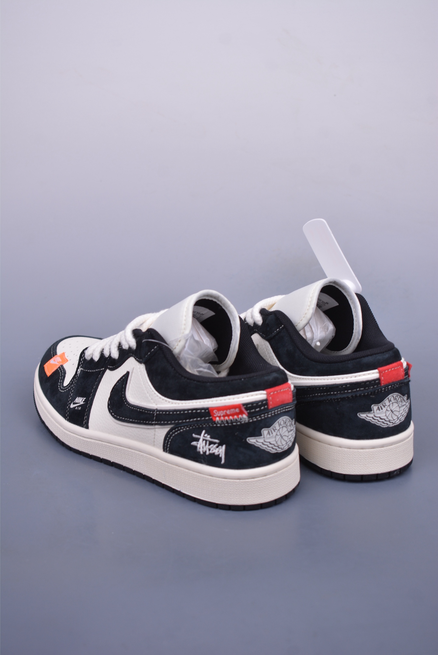 Stussy x Nike Air Jordan 1 Low OGAJ1 Basketball Shoes Black and White YX5066-302
