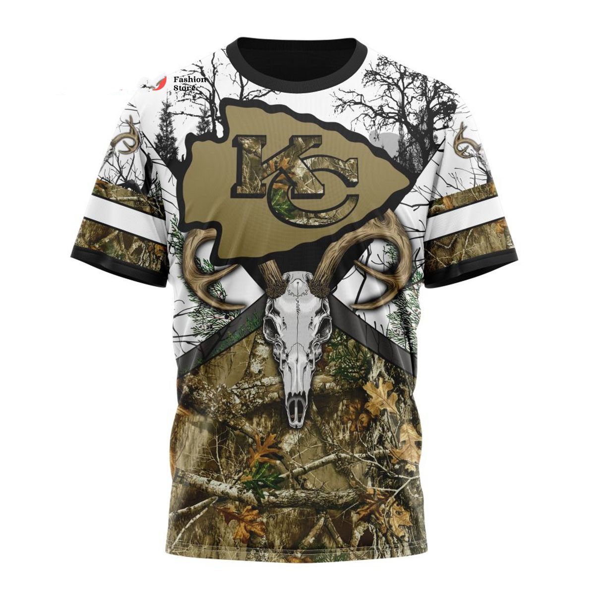 KANSAS CITY CHIEFS DEER SKULL AND FOREST 3D HOODIE