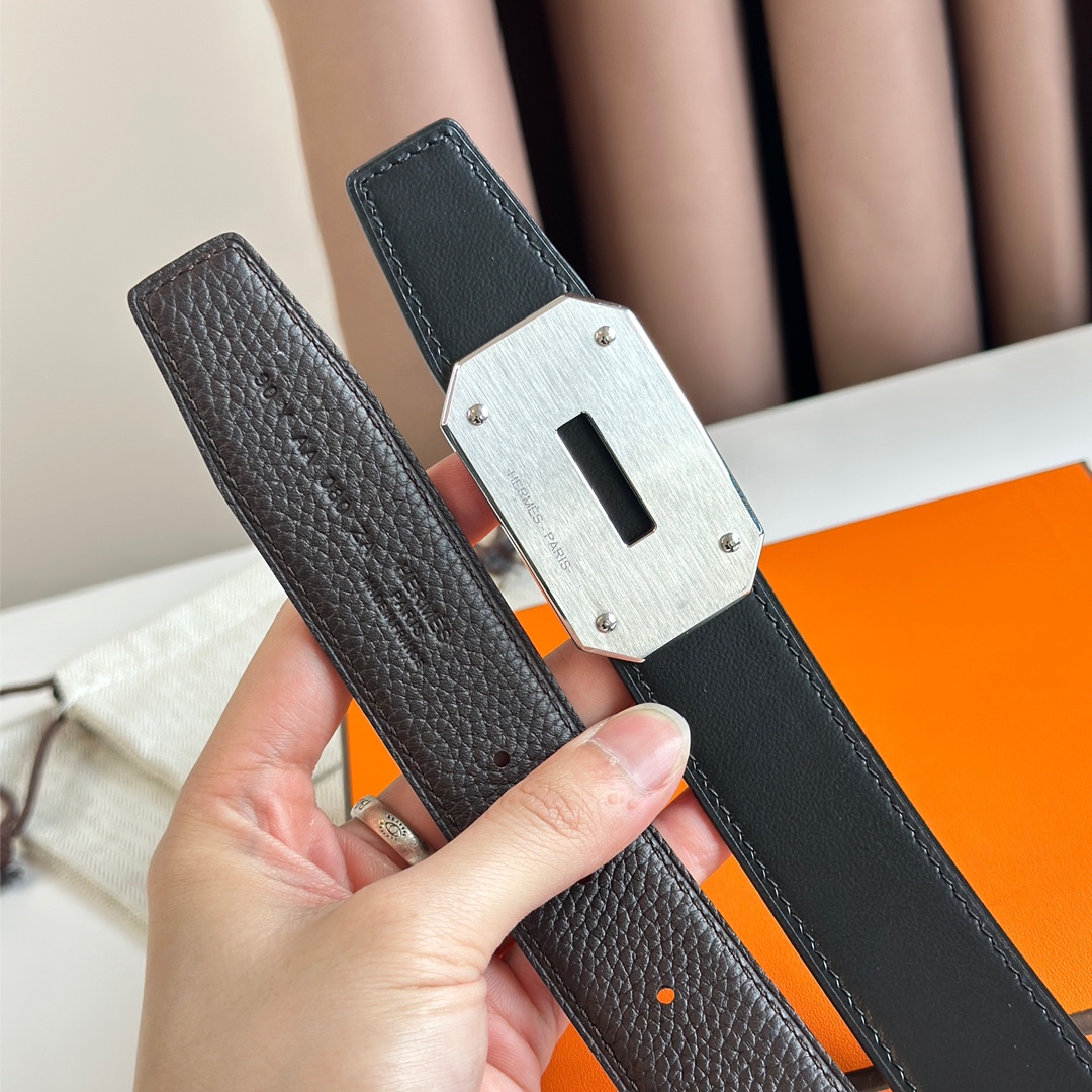 Hermès new double-faced calfskin belt width 3.2CM