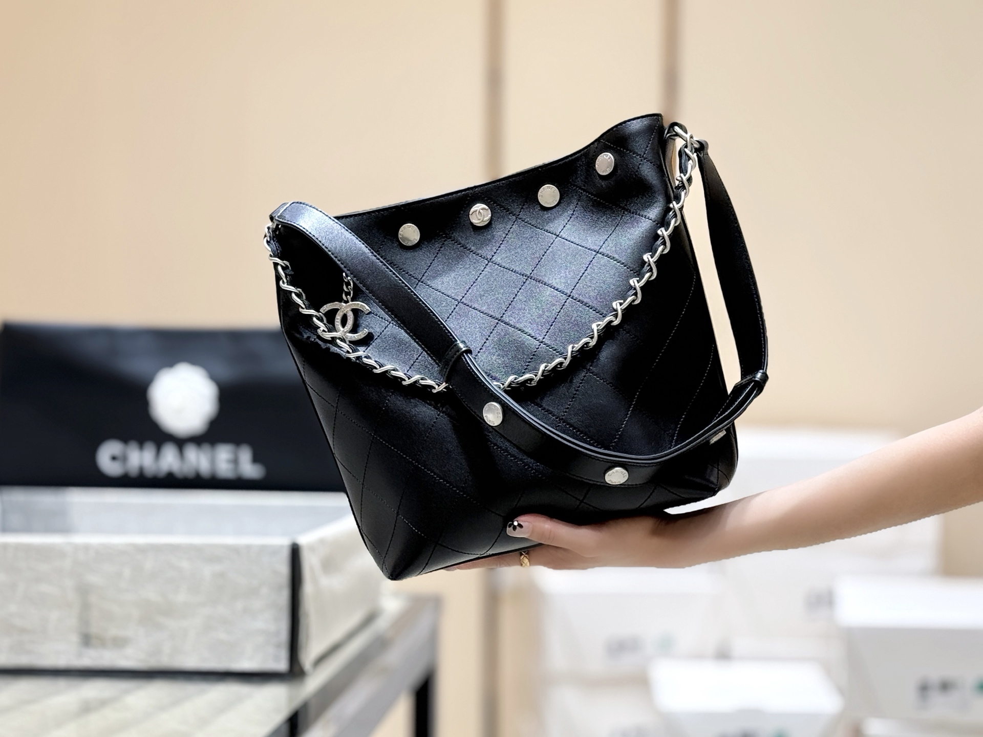 Chanel 25P Spring/Summer Preview Series Rivet Bucket Bag AS5406