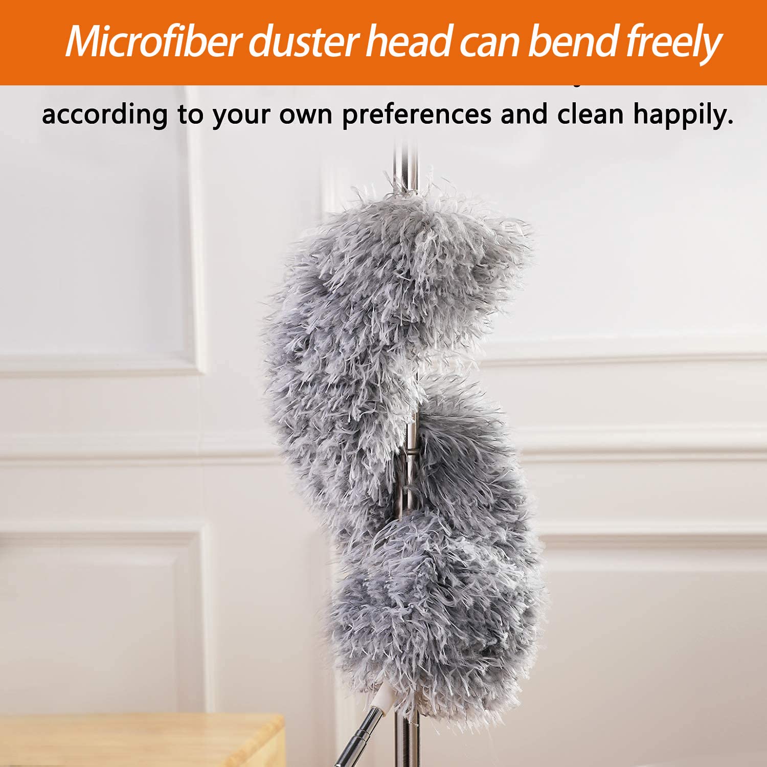 🔥Last Day 50% OFF🔥Bendable Head Microfiber Duster with Extension Pole(Stainless Steel) 30 to 100''