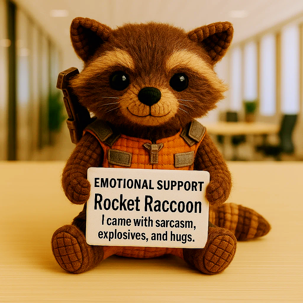 Rocket Raccoon Emotional Support Crochet Doll