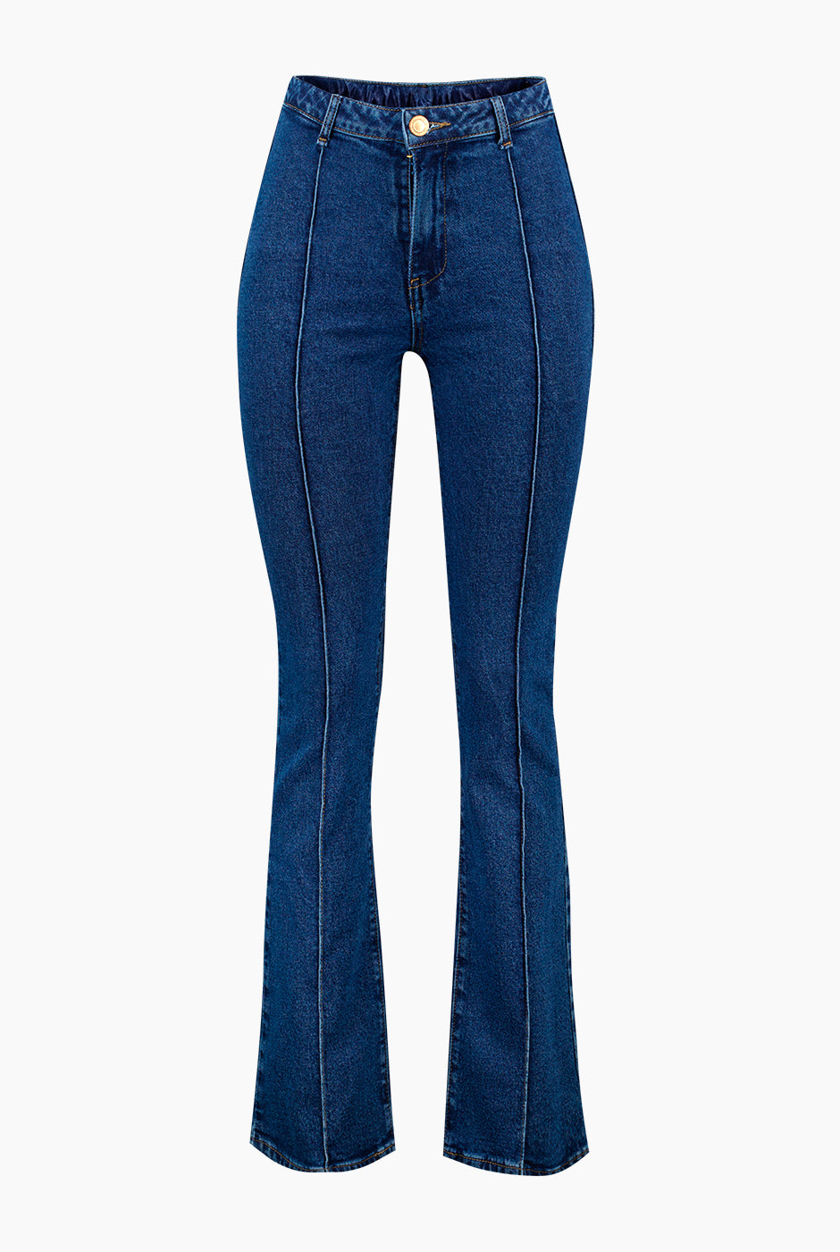 Jeans de mezclilla recto con alforza