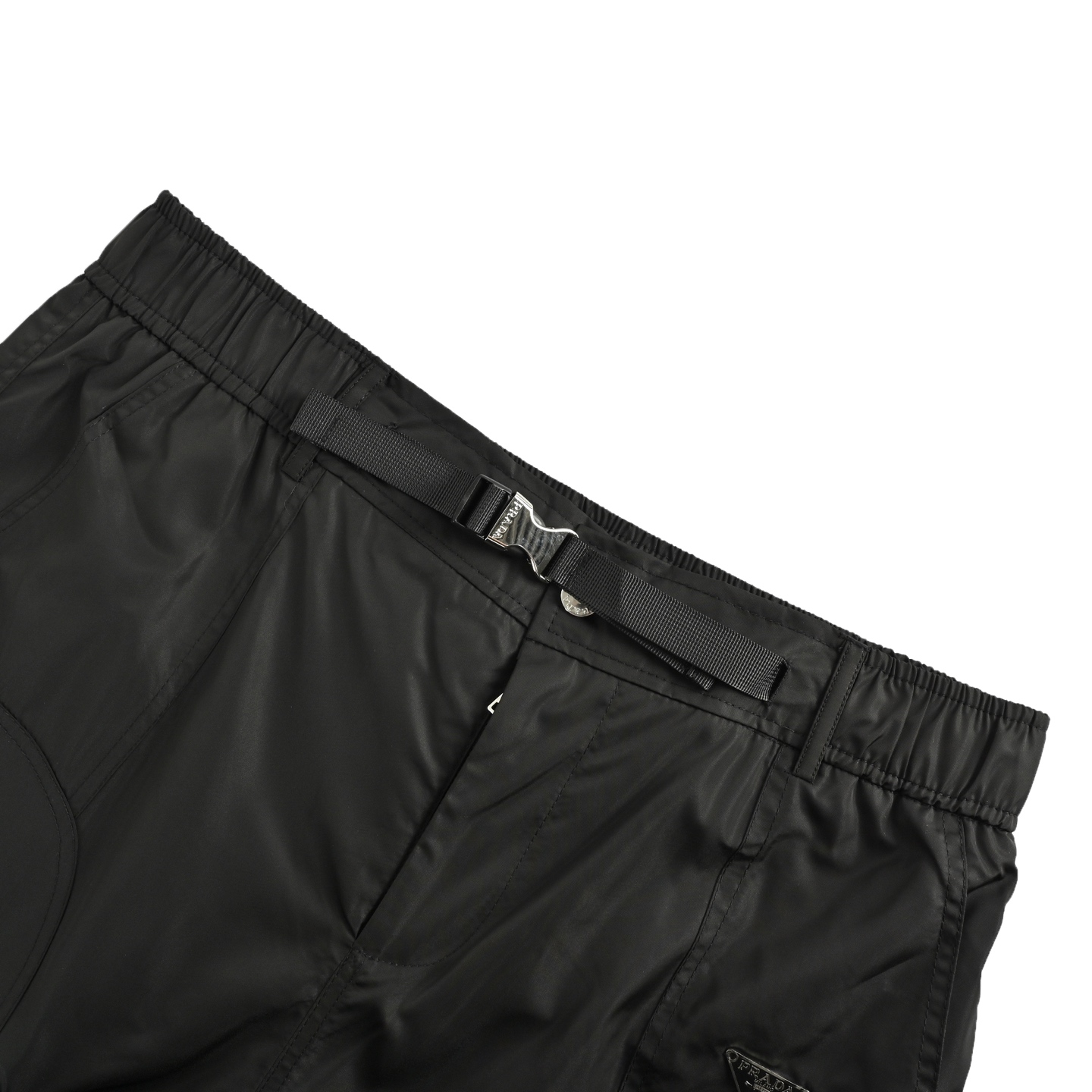 Prada 25ss triangle logo zip pocket nylon shorts