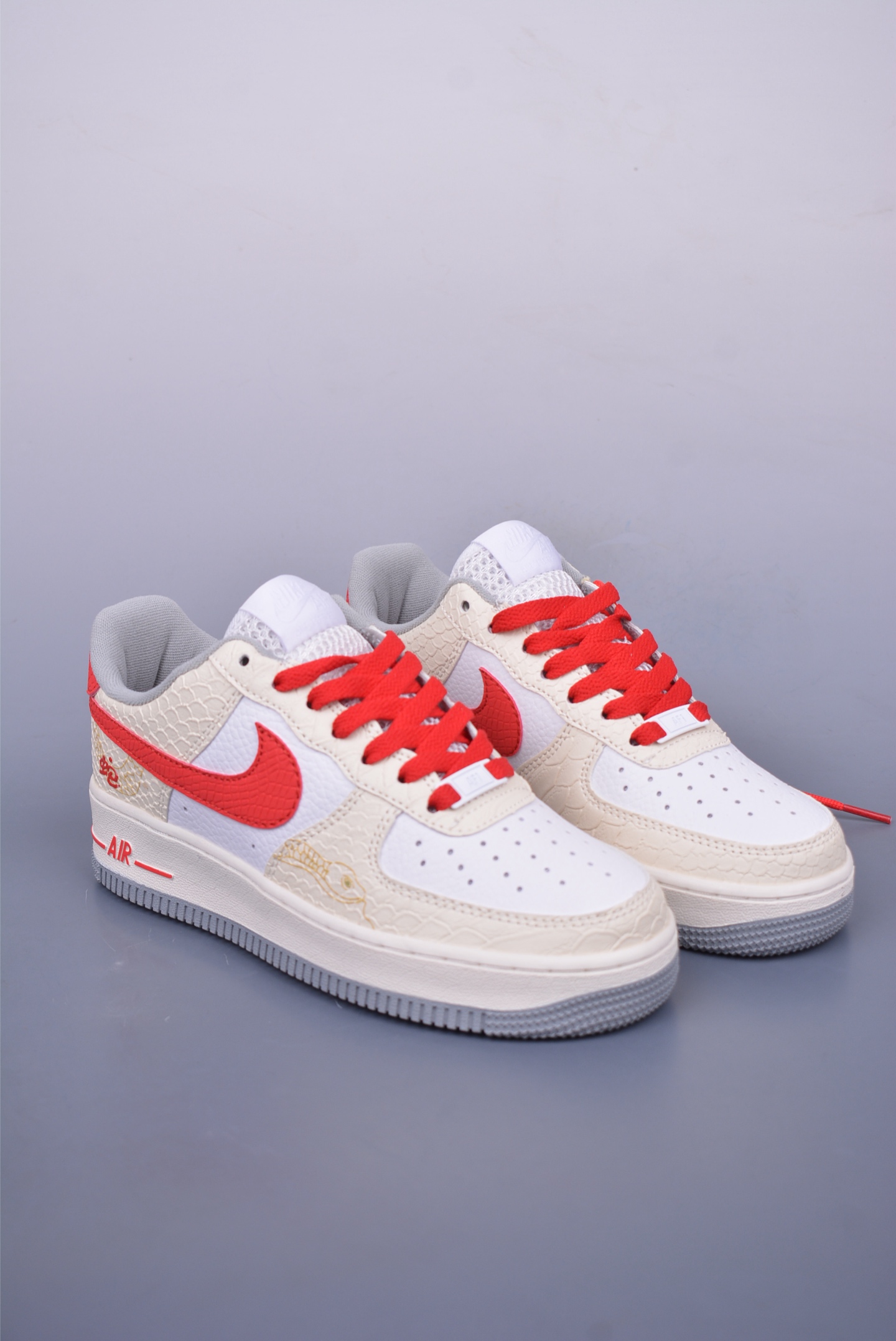 Nike Air Force 1 07 Low Sneakers Off-White and Red Snake Year Limited Edition DX2678-100