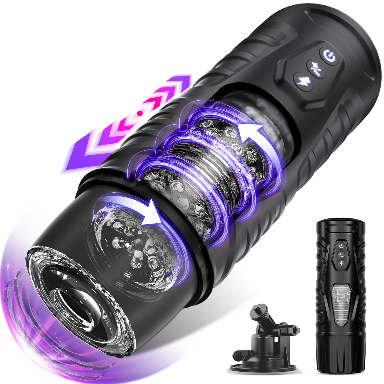 EINSEO AI Interactive Male Masturbator Sex Toys for Men - Adult Toy Male Sex Toys with 7 Thrusting & 7 Rotating Modes,Hands Free Pocket Pussy Sex Machine LCD Display with Visual Window & Mounting Base