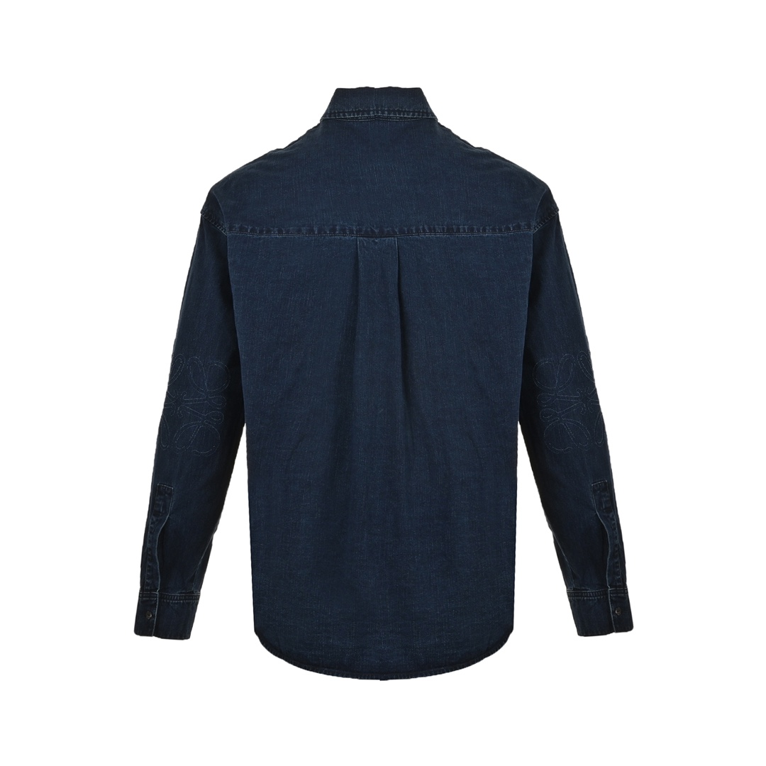 Loewe 24Fw denim shirt jacket with elbow embroidered logo