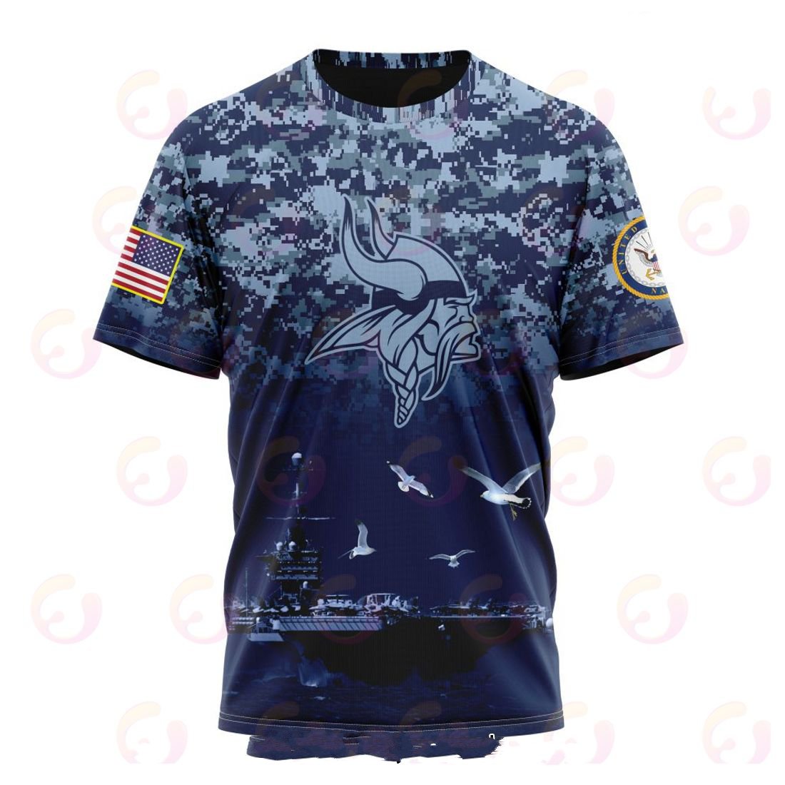 MINNESOTA VIKINGS 3D HOODIE HONOR US NAVY VETERANS