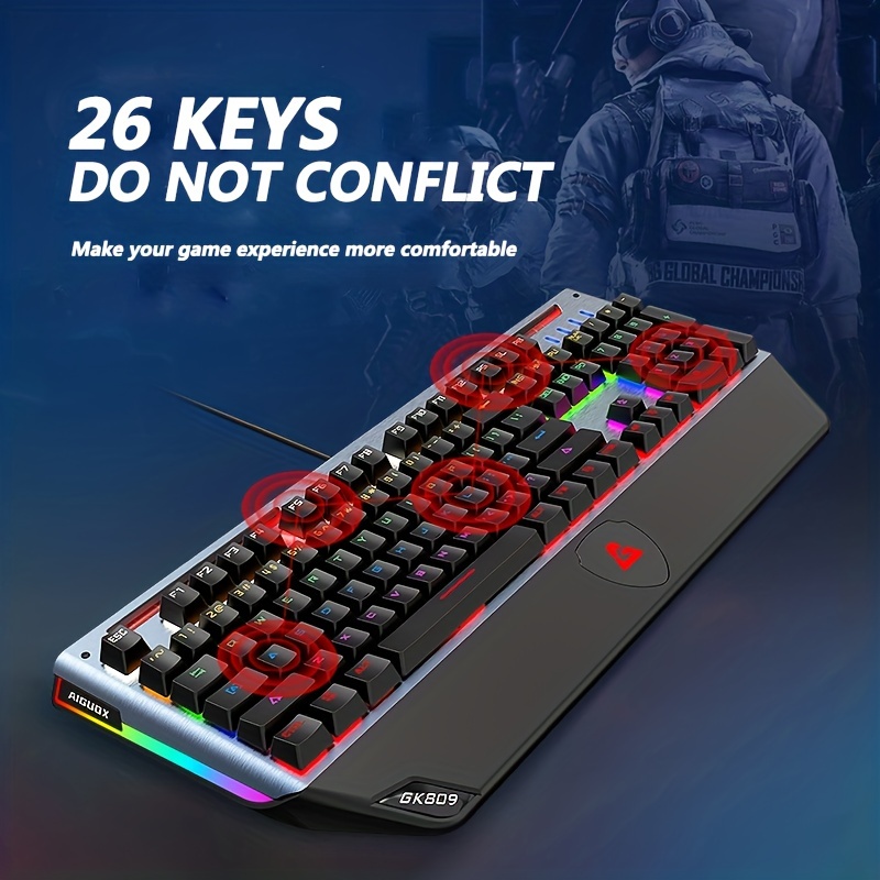104 Keys Green Axis Integrated Hand Support Metal Mechanical Gaming Keyboard