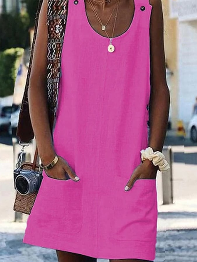 Women's Pure Color Strap Dress