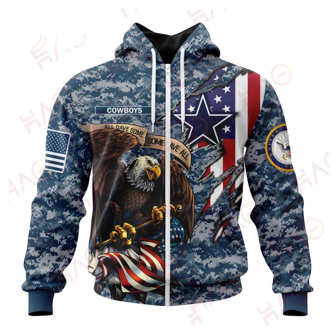 DALLAS COWBOYS 3D HOODIE US NAVY VETERANS