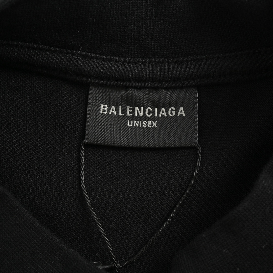 Balenciaga 24ss embroidered double B destroyed tassel short sleeves