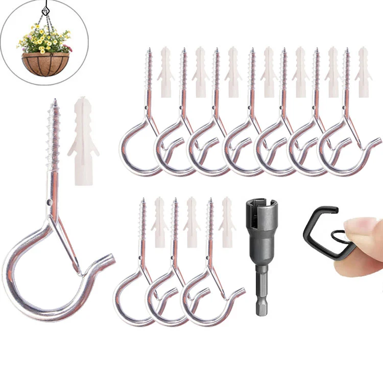 🎄🎅 Early Christmas Sale 50% OFF-10pcs Square Snap Hanging Hooks - Anti-Drop Bonsai Hooks with Safety Buckles for Christmas Rope String Lights