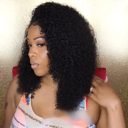 New Super Pretty Kinky Curly Lace Frontal Basic Cap Wig