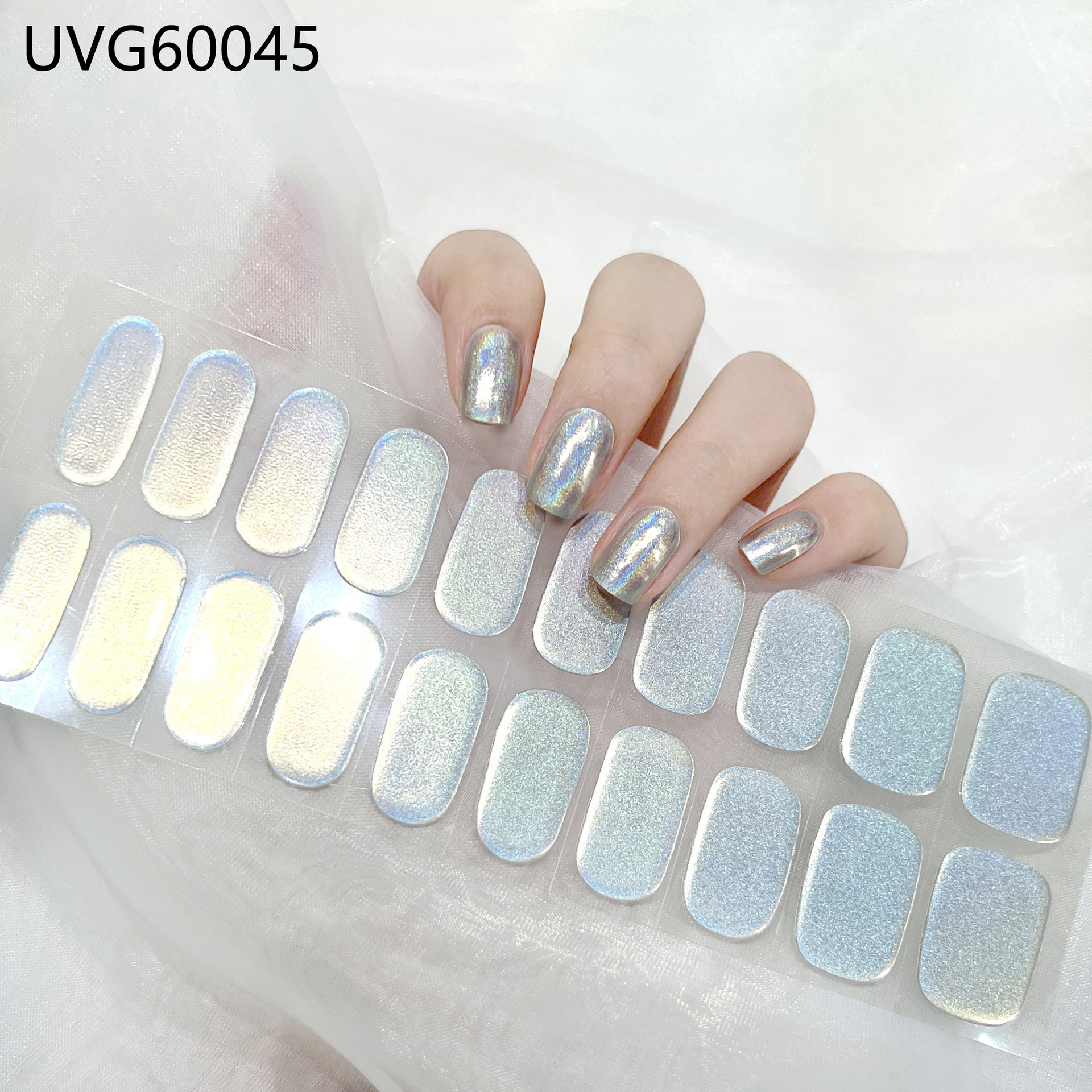 Semi Cured Gel Nail Strips, 22 pcs Nail Wraps, Glaze Gel Nail Stickers