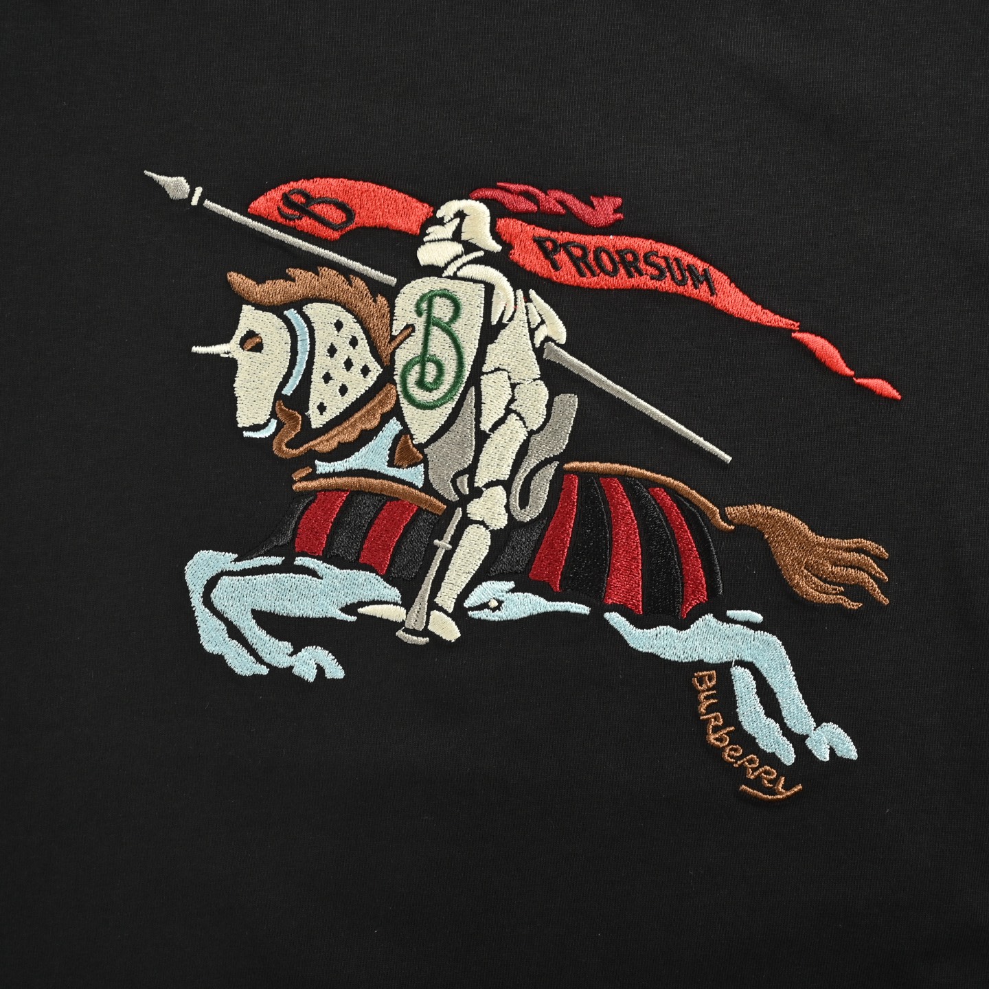 Burberry 25ss colorblocked warhorse knight embroidered short sleeve