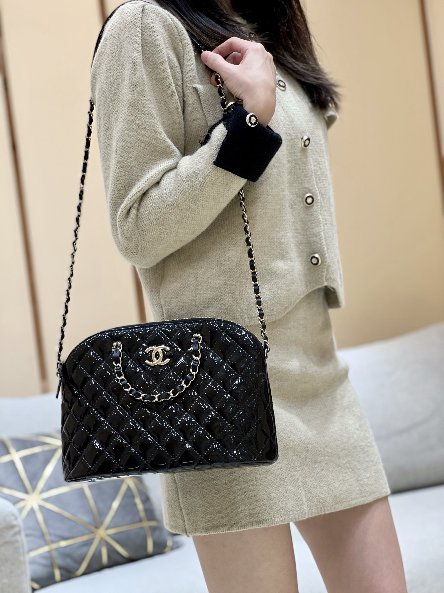 Chanel 23S Spring/Summer Collection Patent Leather Shell Bag AP3969