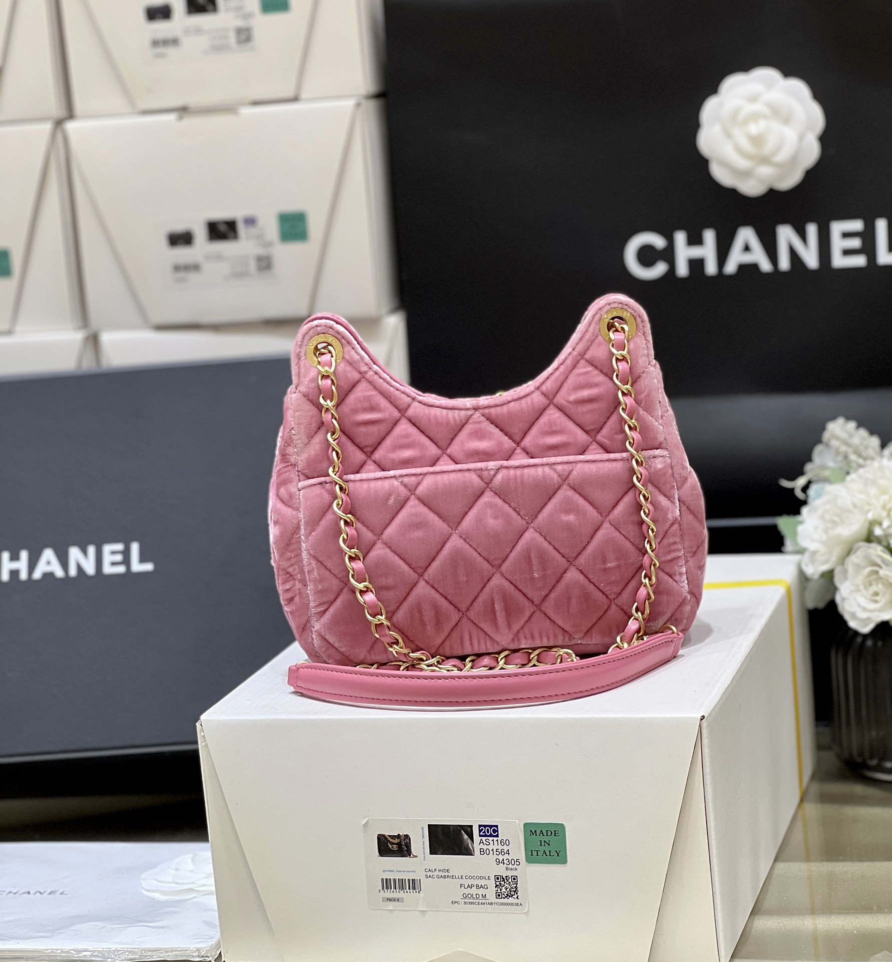 Chanel 23B velvet hobo AS4323