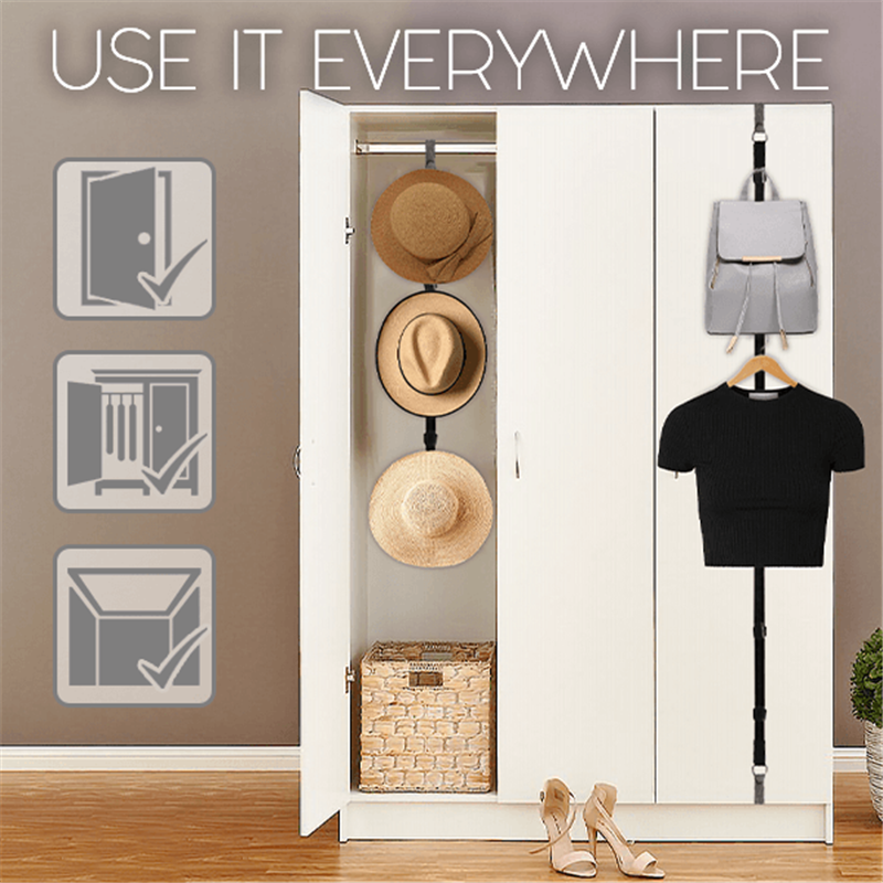 Adjustable Cap & Bag Storage Belt Door Rack
