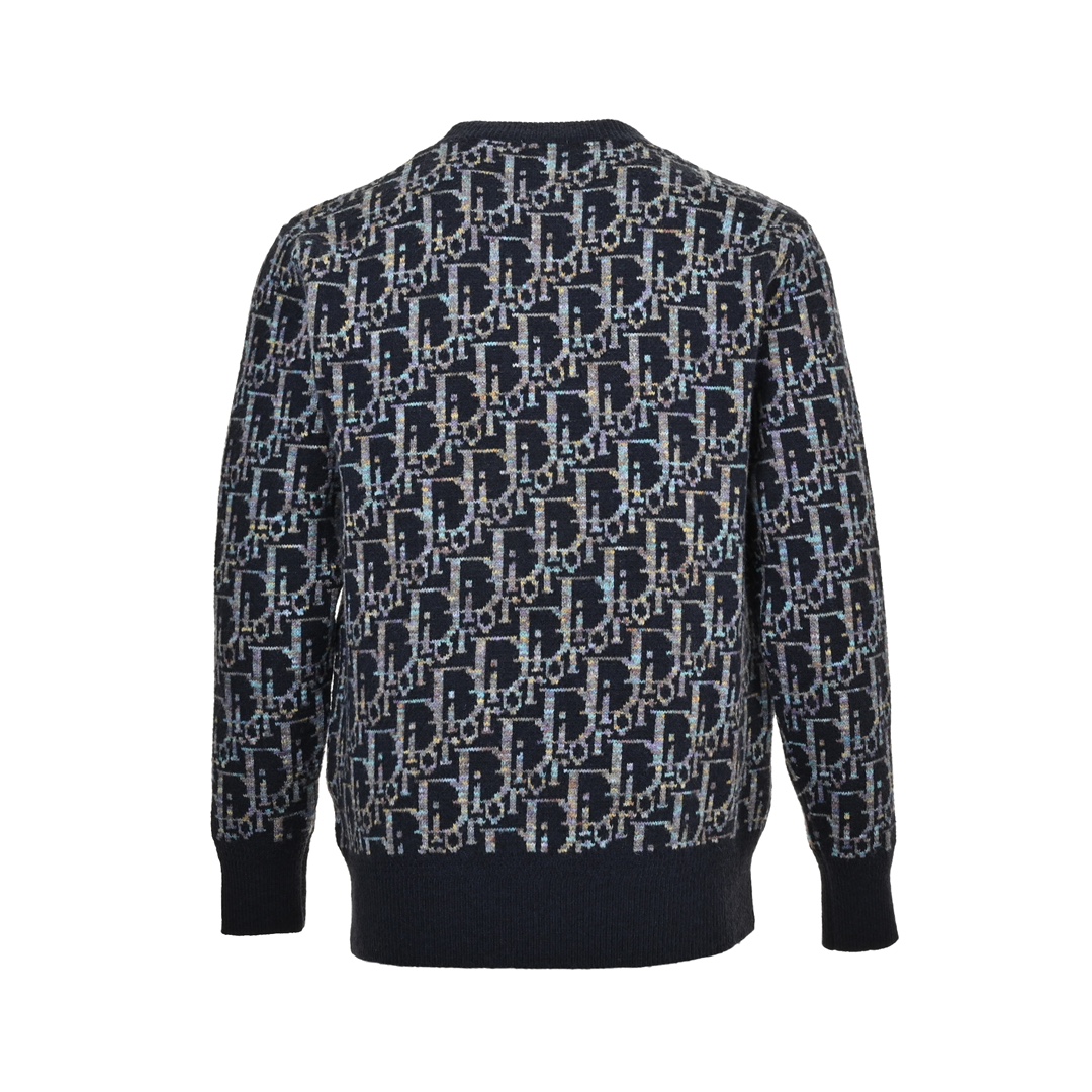 Dior 24Fw all-over monogram jacquard crew neck sweater