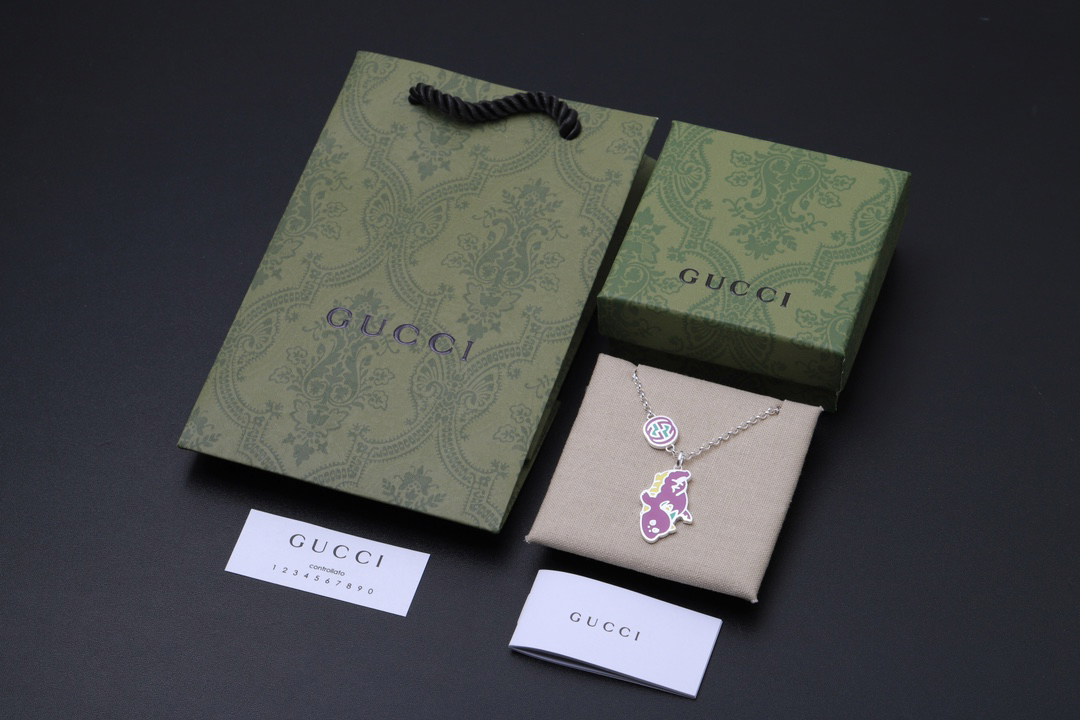 Gucci custom made super cute little flying dragon necklace