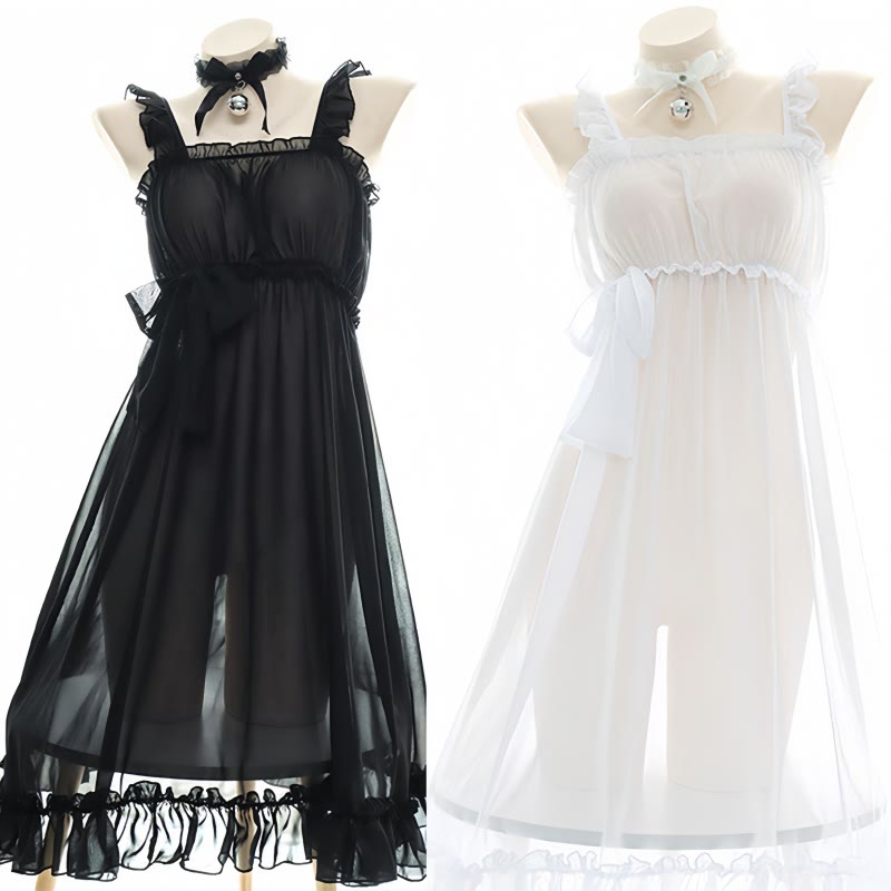 See-through Lace-up Slip Dress Nightdress