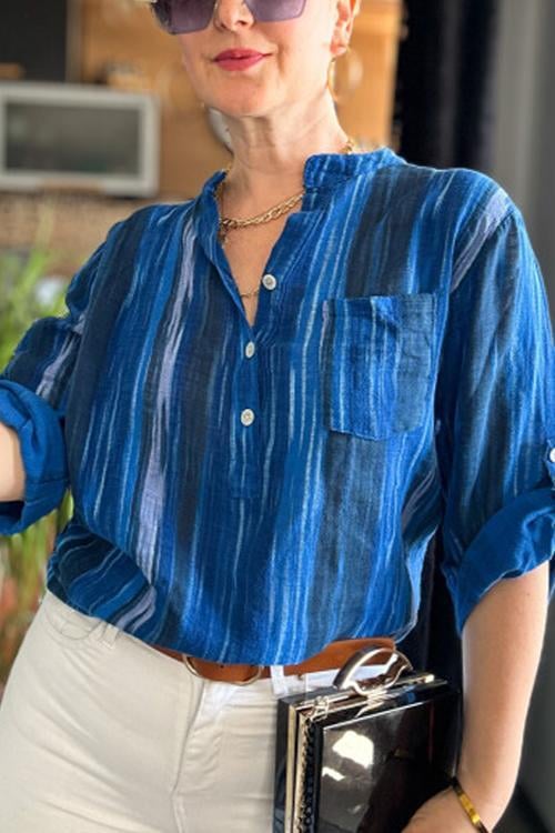 BUY 2 FREE SHIPPING-Women Irregular Striped Shirt
