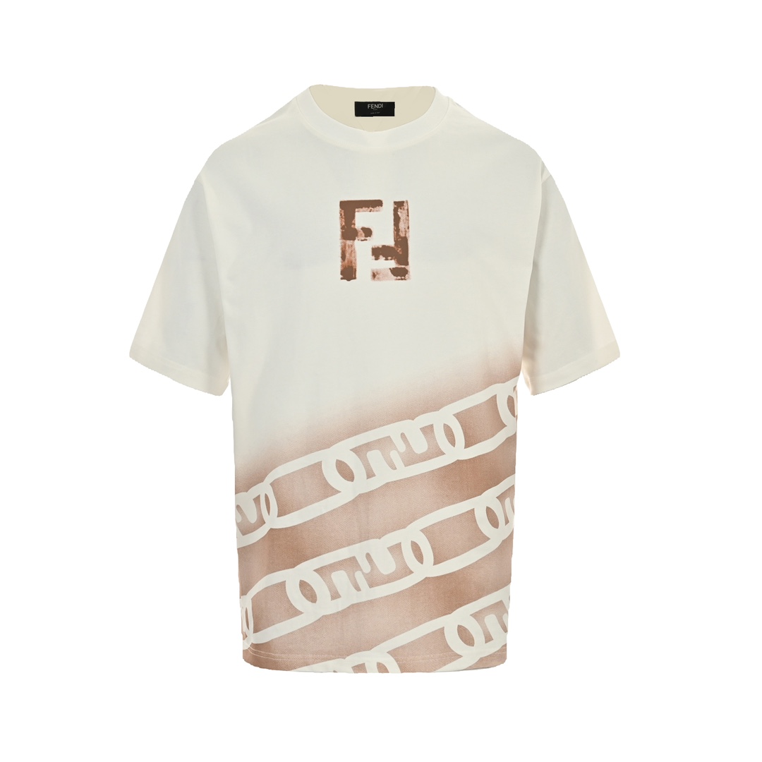 Fendi 24ss double F letter hand-painted gradient short sleeve
