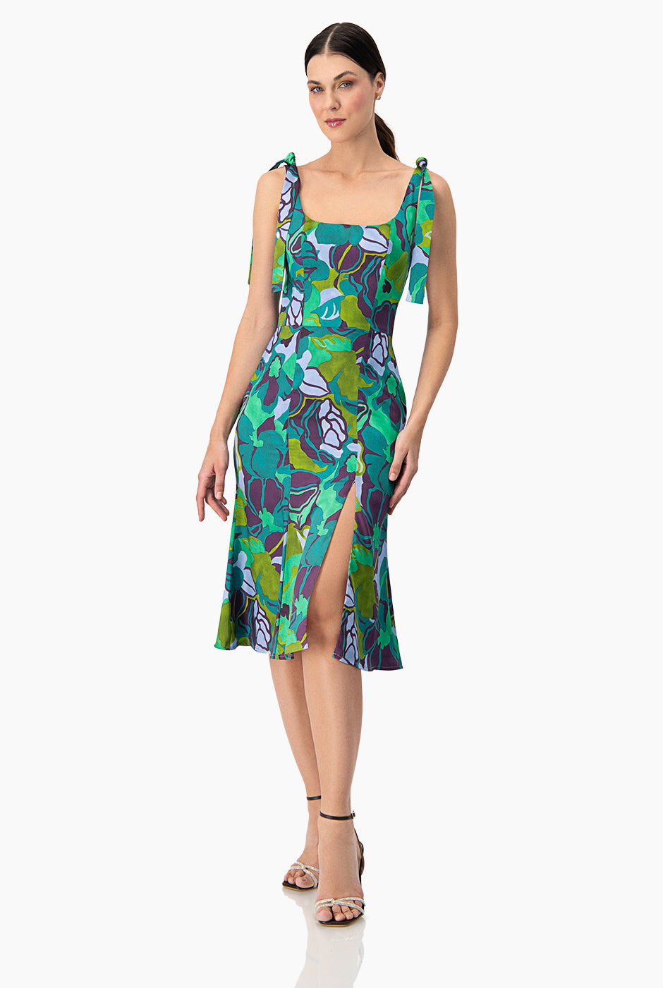 Vestido midi de escote cuadrado