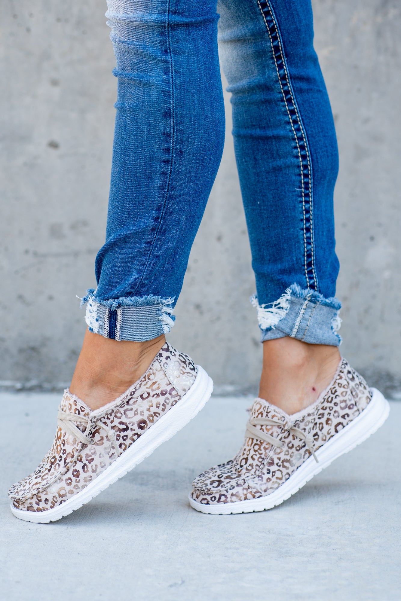Safari Boat Shoe Sneakers Leopard Print - Cream