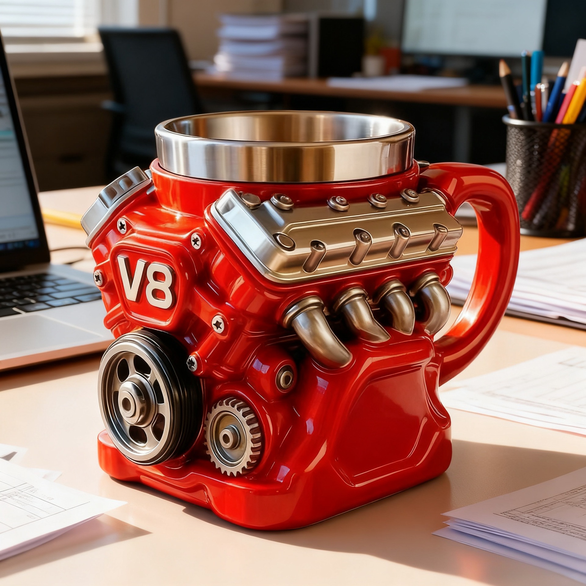 Bestselling V8 V6 Engine Stainless Steel 3D Mug (Engine Resin Mug)