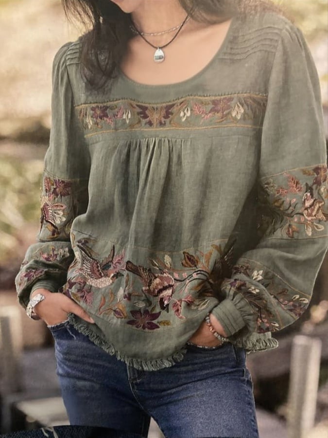 Women's Western Vintage Floral Print Shirt