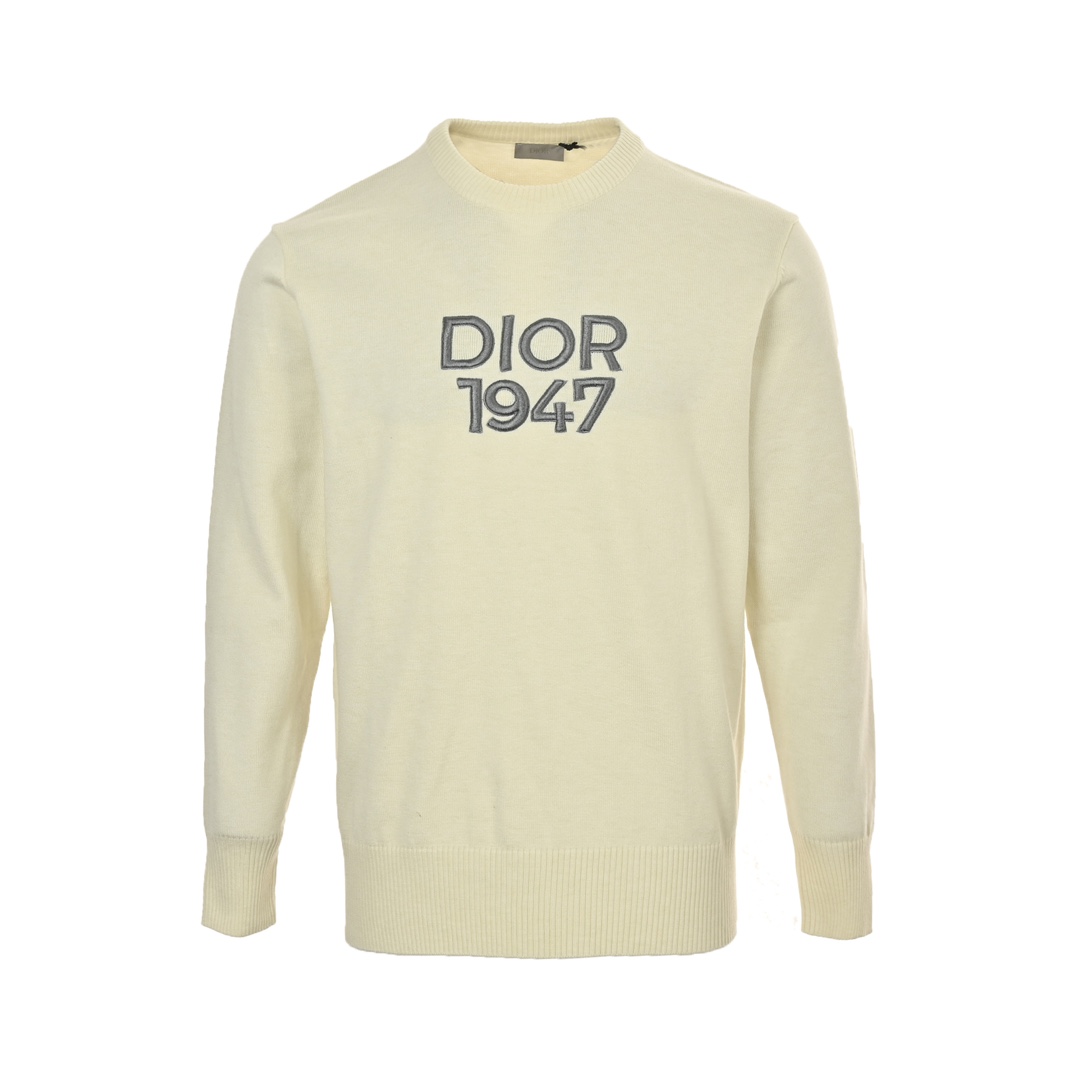 Dior 24Fw 1947 embroidered lettering logo crew neck sweater