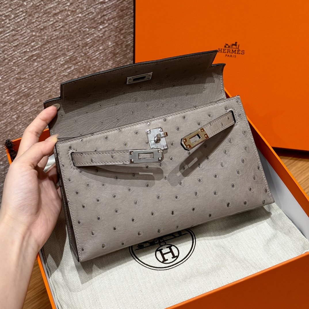 Hermès Kelly Pochette 18Gris tourterlle handbag (handmade to order)