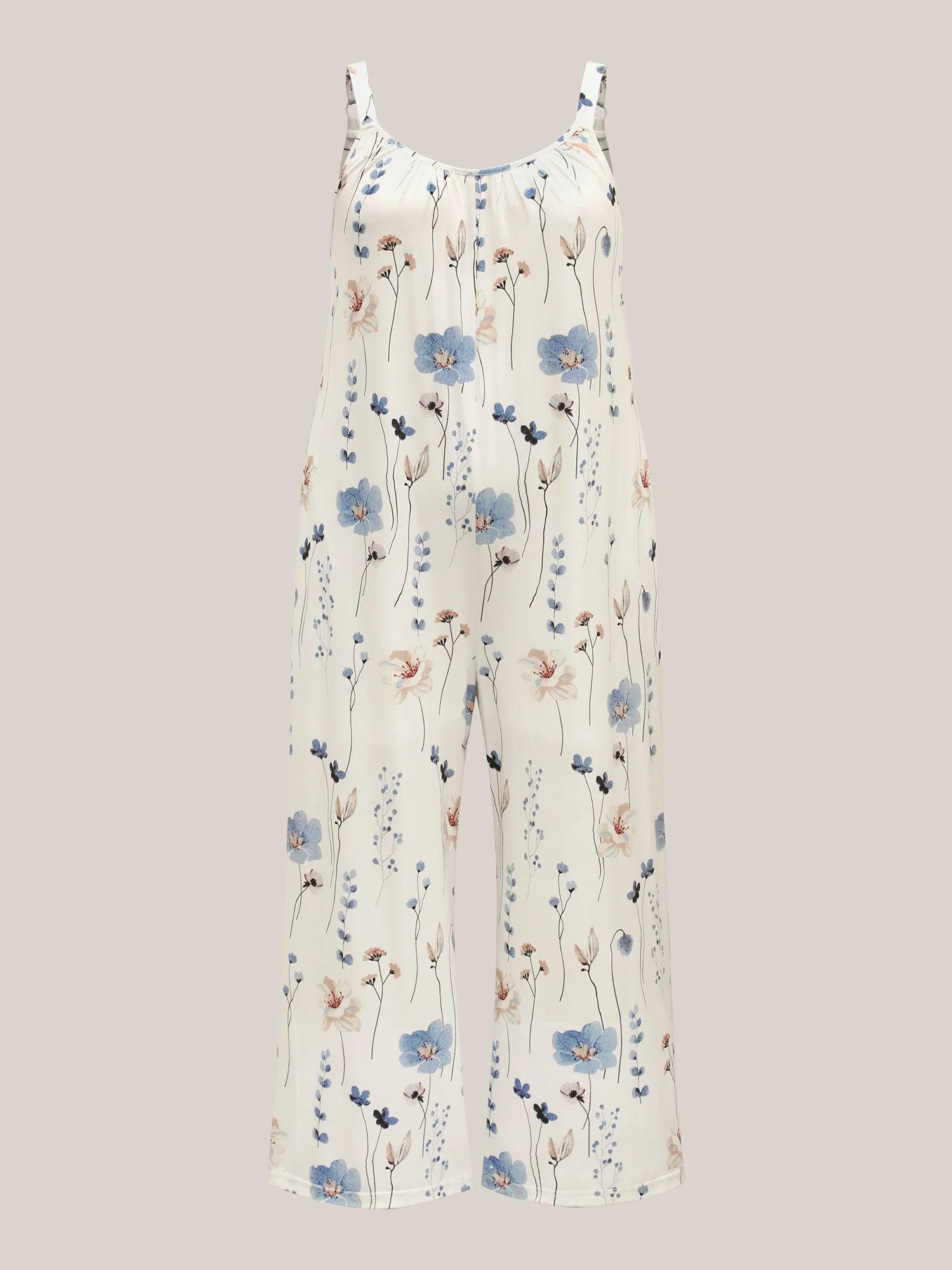 Stretchy Lined Floral Print Cami Jumpsuit