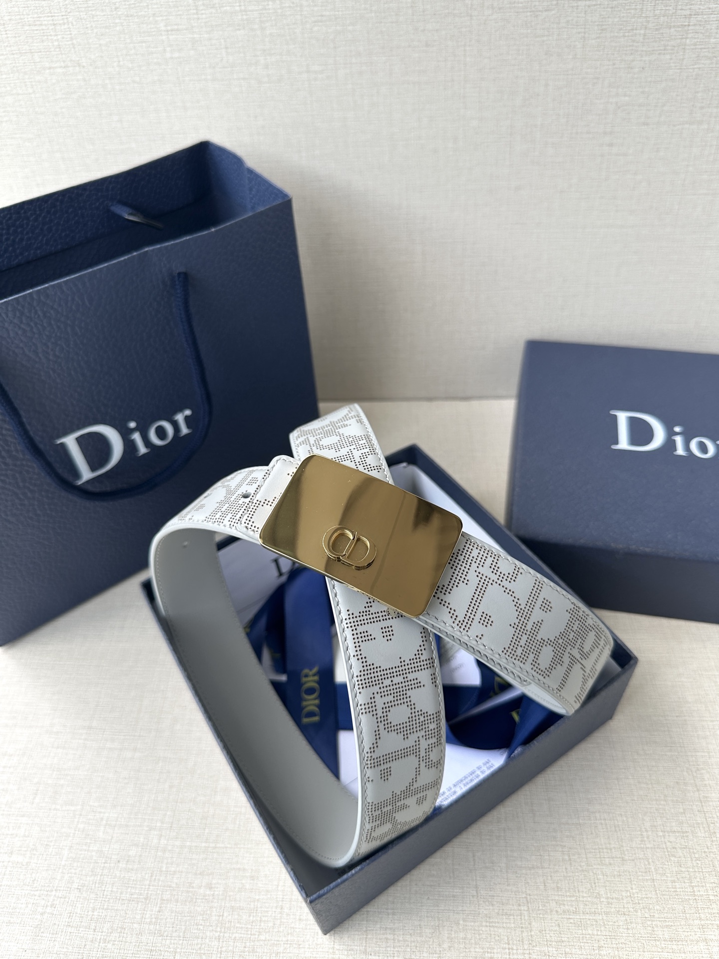 Dior square buckle leather belt 3.5CM wide