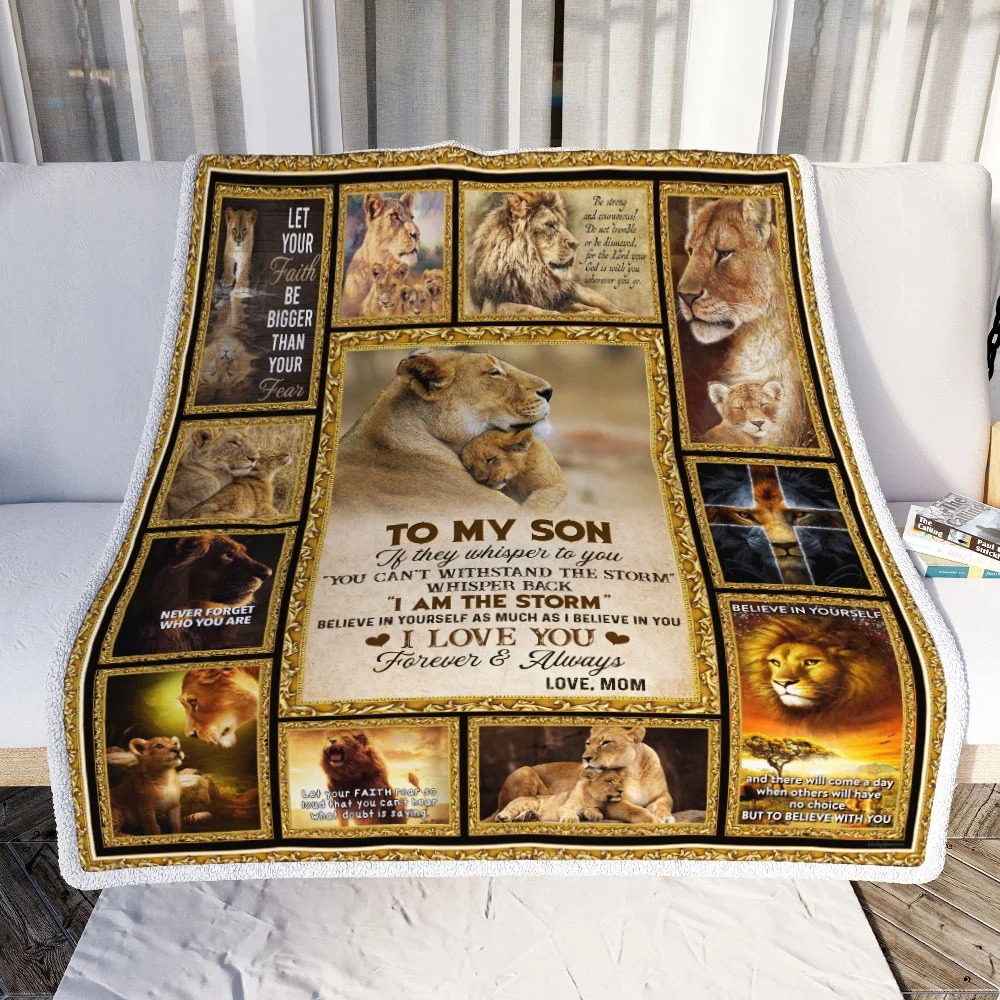 To My Son, I Am The Storm, Love Mom, Lion Sofa Throw Blanket