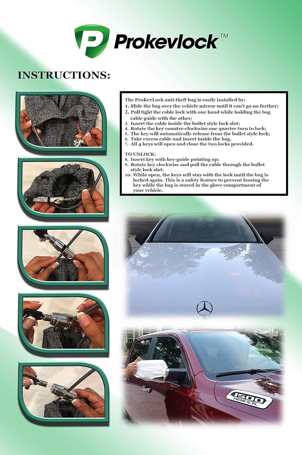 ProKevLock Vehicle Side Mirror Covers with Lock