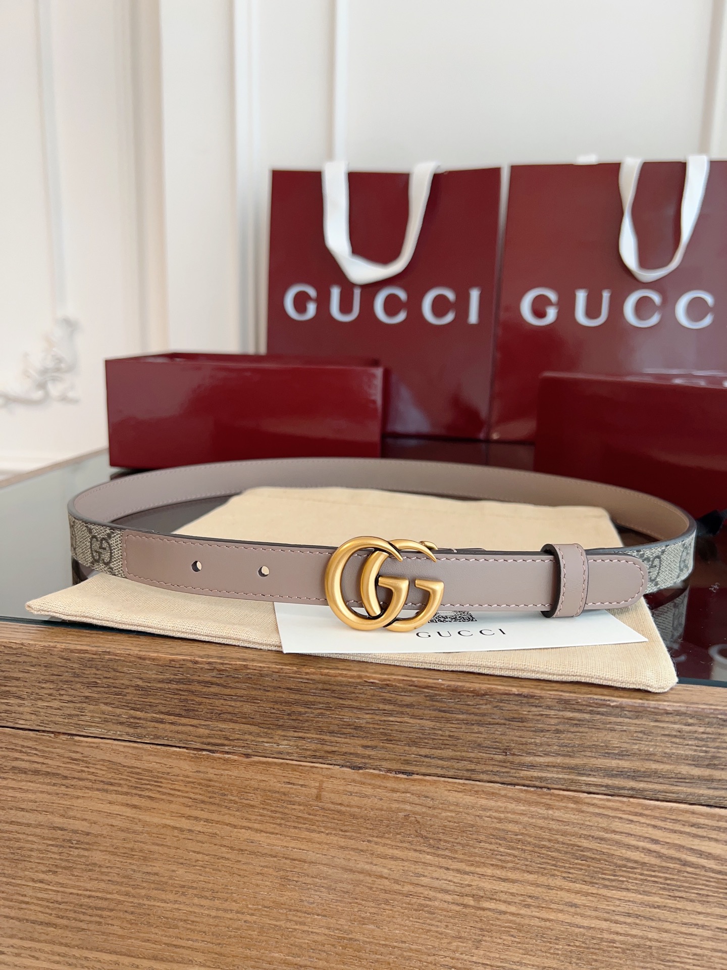 Gucci Double G steel buckle women's cowhide double-sided belt width 2.0cm