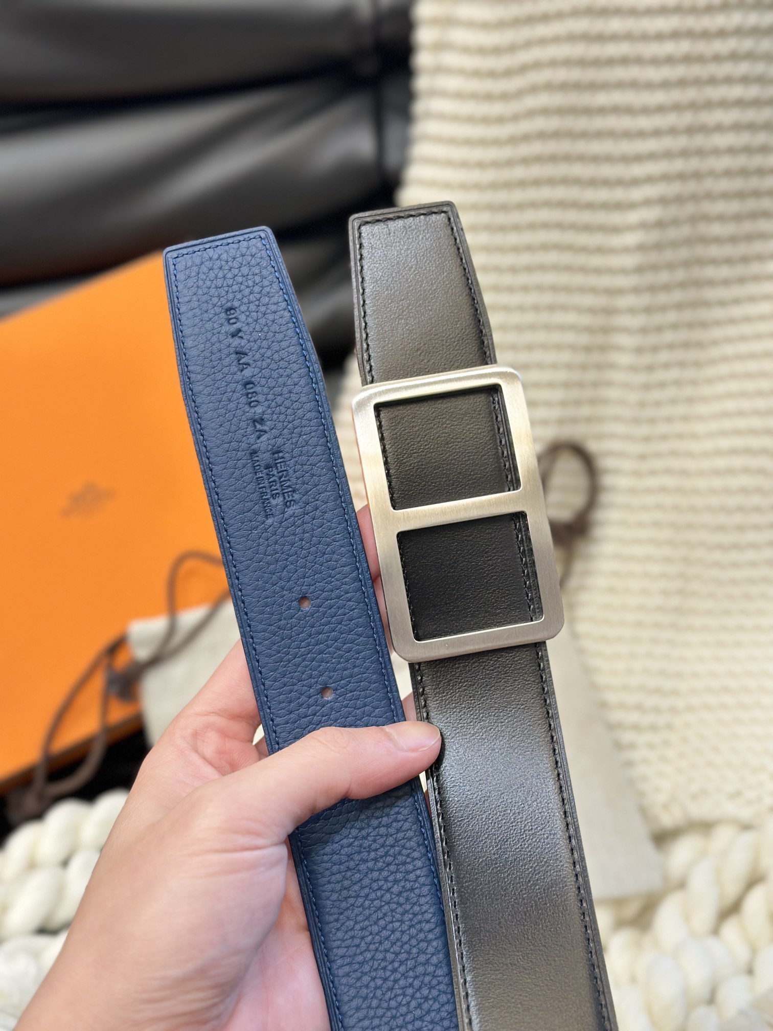 Hermès Men's Double-Faced Cowhide Belt
