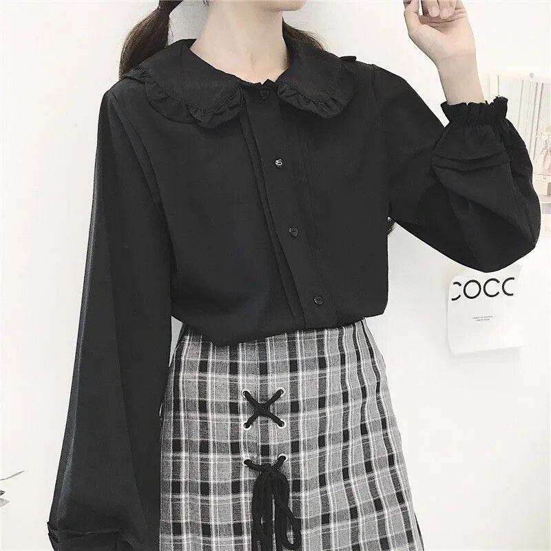 Kawaii Long Sleeve Peter Pan Collar Blouse