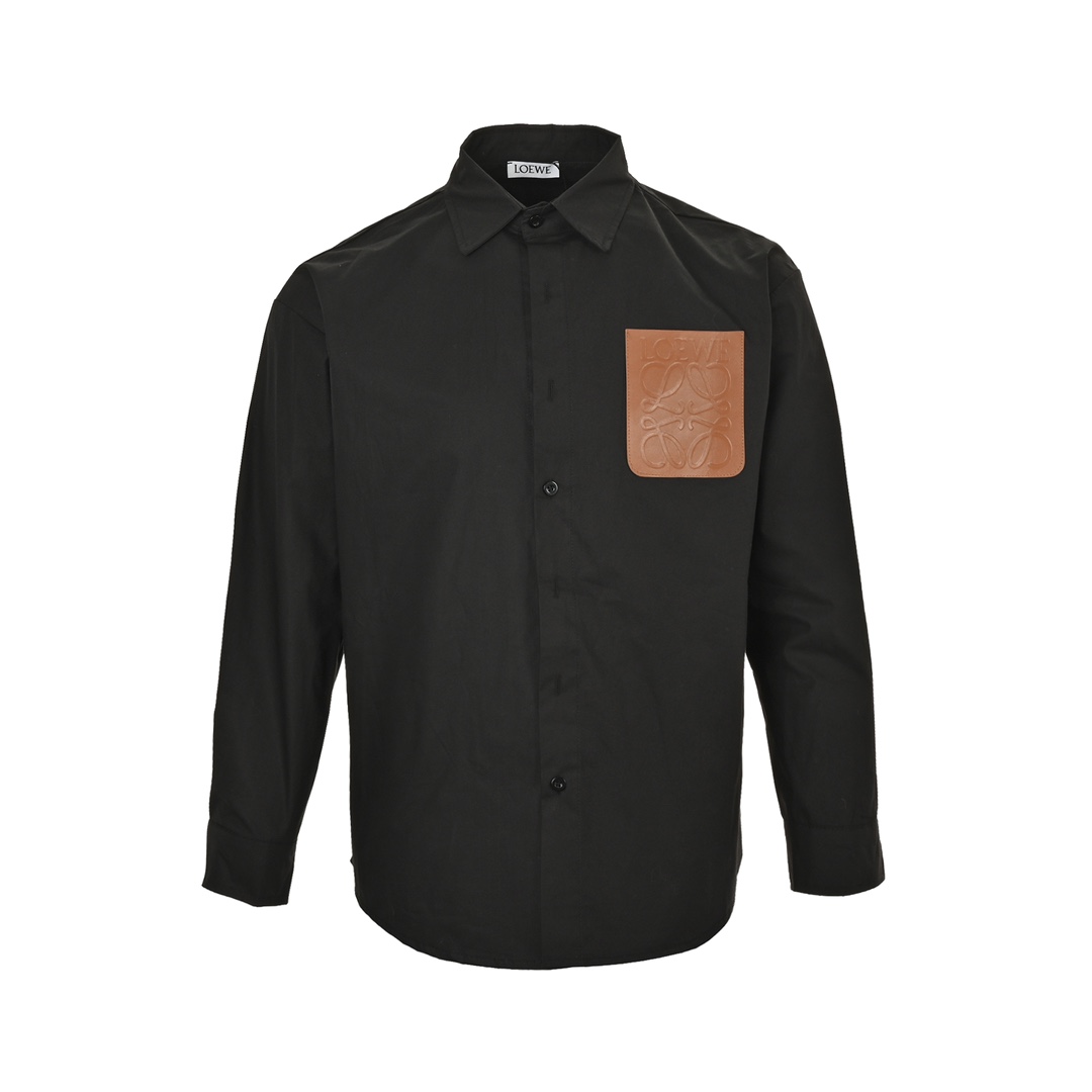 Loewe 24Fw leather patch pocket shirt