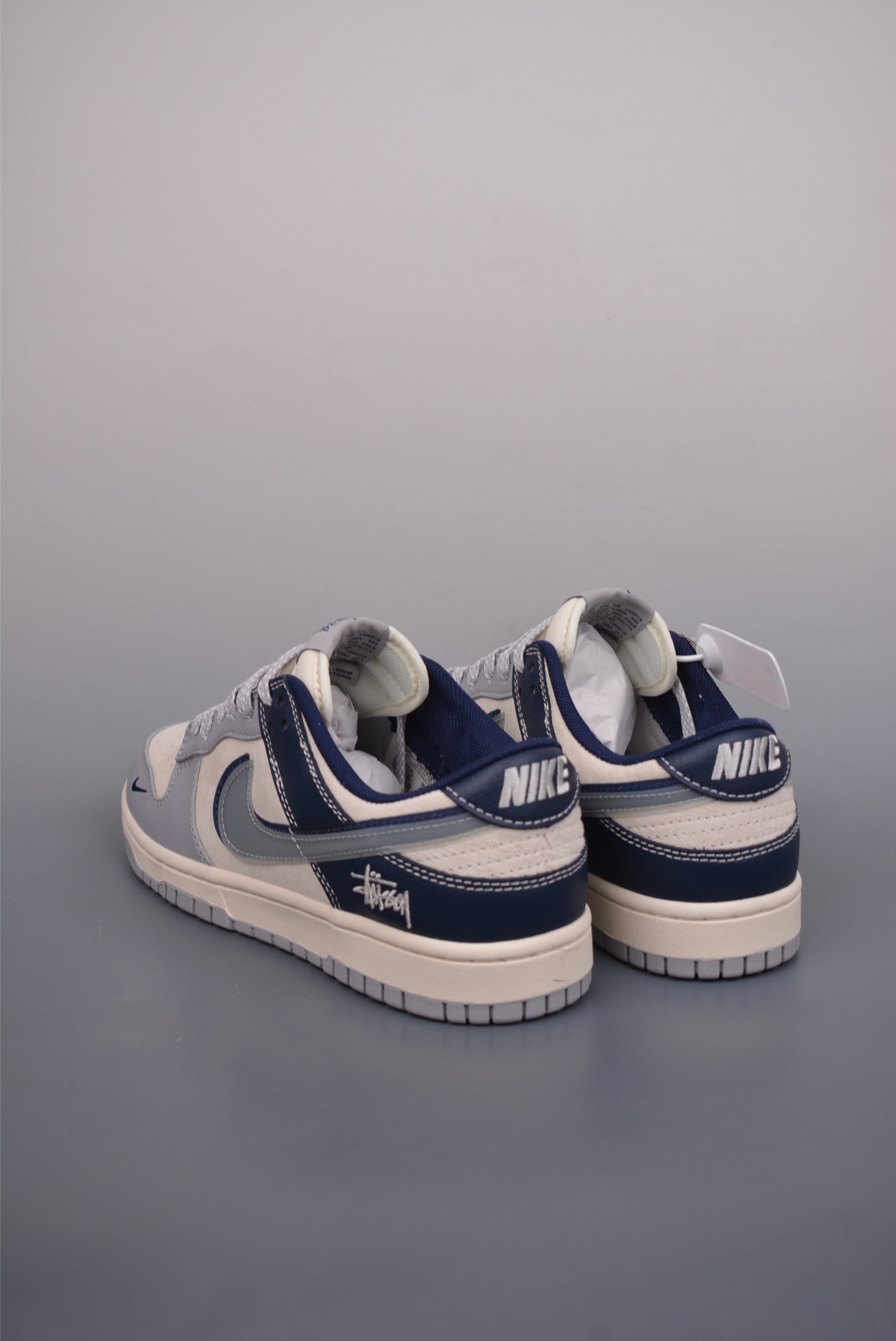 Stussy x Nike By You SB Dunk Low Retro SP Grey Blue Off-White Embroidery DM6868-019