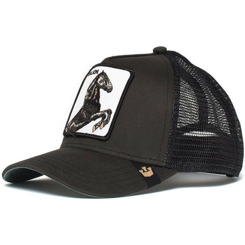 Fashionable animal embroidered baseball cap, unisex, breathable mesh sun hat, outdoor trendy trucker hat.